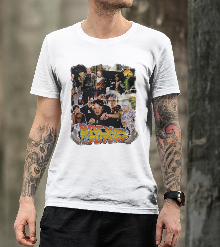 Back To The Future Movie Collage Iconic Characters And Scenes T-Shirt