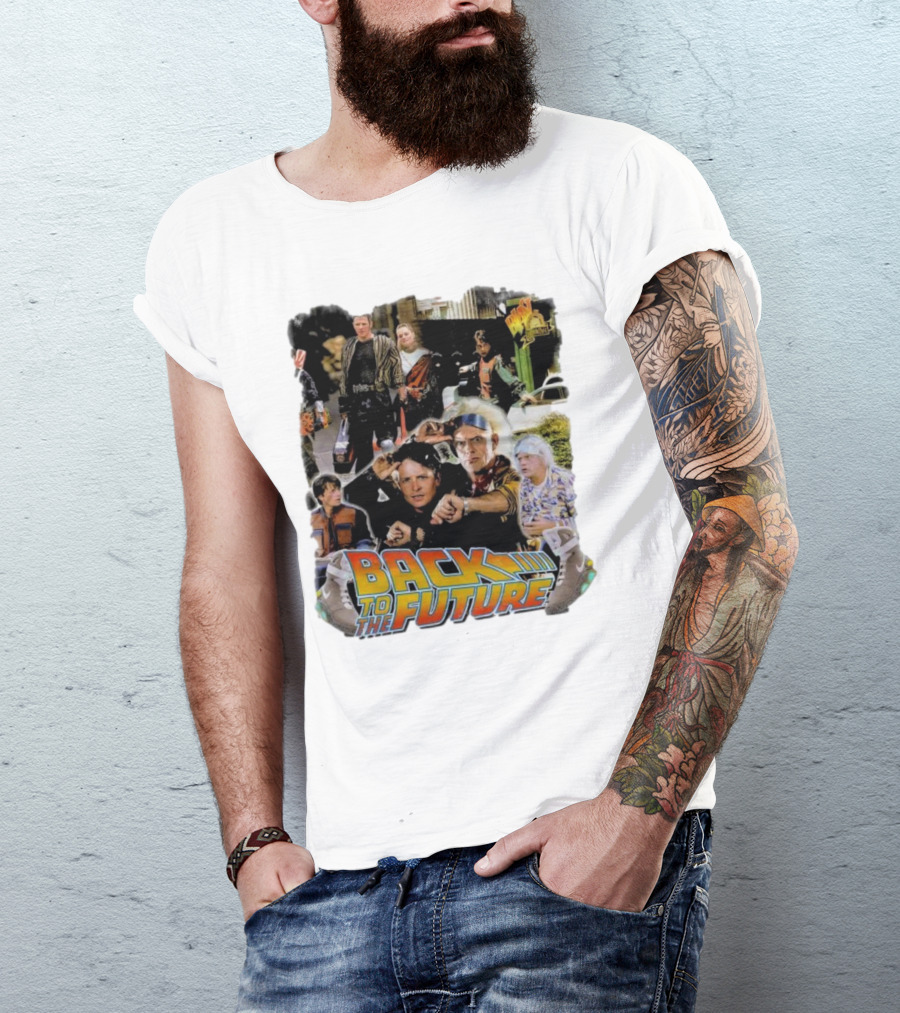 Back To The Future Movie Collage Iconic Characters And Scenes T-Shirt