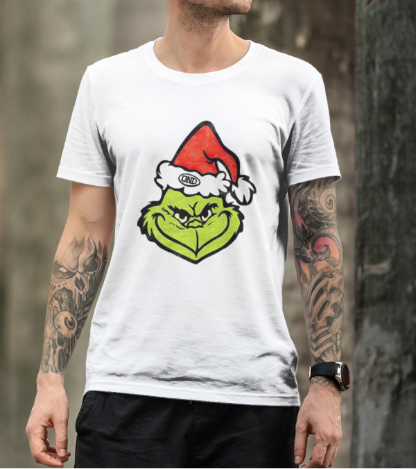 Grinch Christmas DND Santa Hat Image T-Shirt