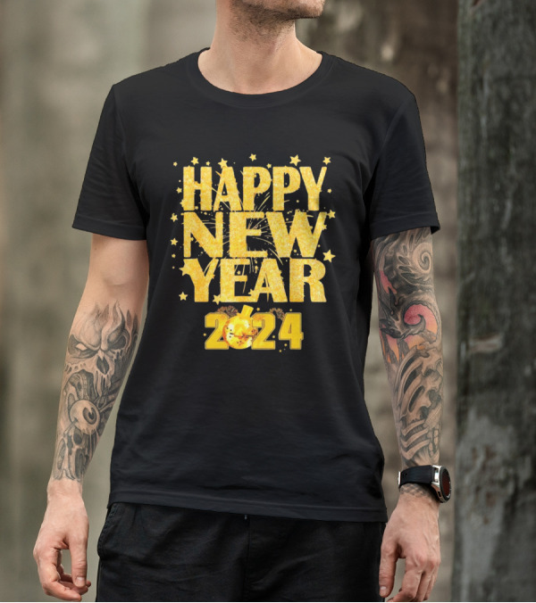 Happy New Year 2024 Fireworks Celebration Countdown Party T-Shirt