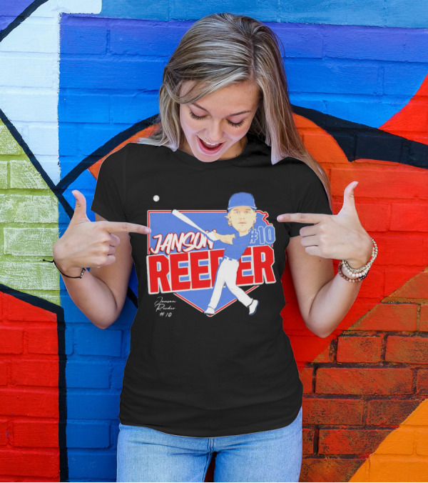Janson Reeder #10 Baseball Cartoon Map Signature T-Shirt