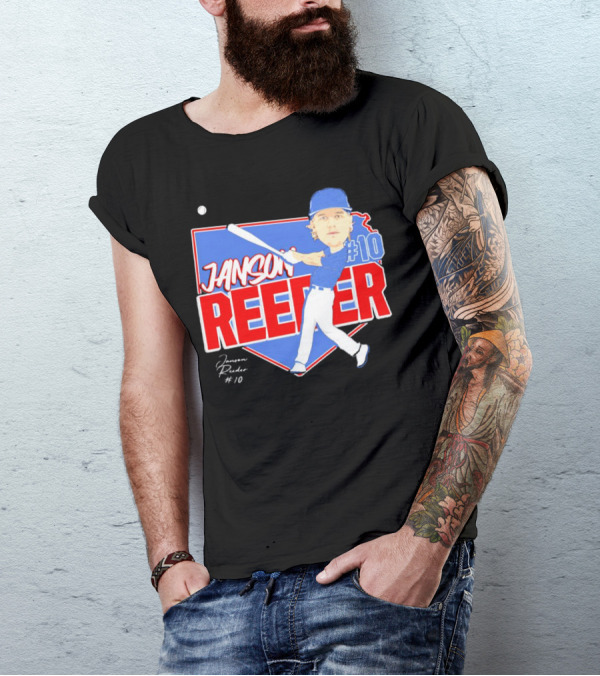 Janson Reeder #10 Baseball Cartoon Map Signature T-Shirt