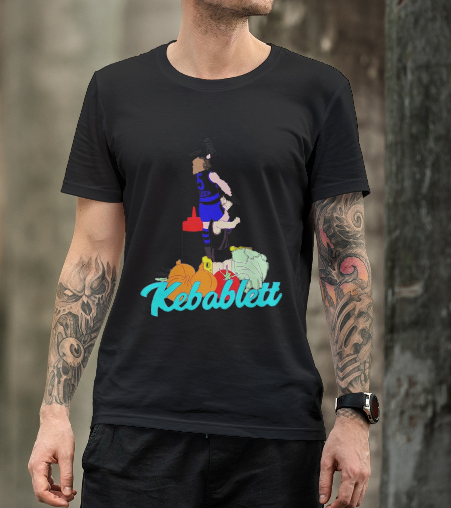 Kebablett Jumping Sports Cartoon With Ingredients T-Shirt