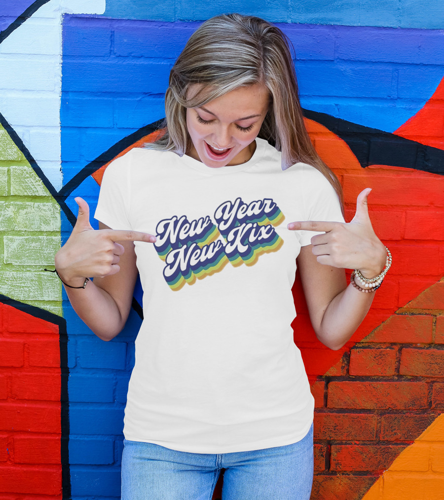 New Year New Kix Retro Colorful Script T-Shirt