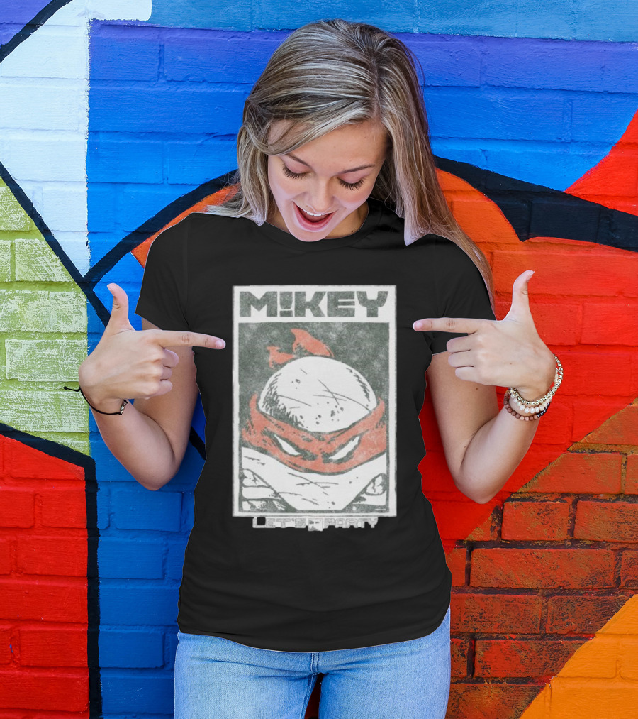 MIKEY Let's Party Teenage Mutant Ninja Turtles Retro Comic T-Shirt