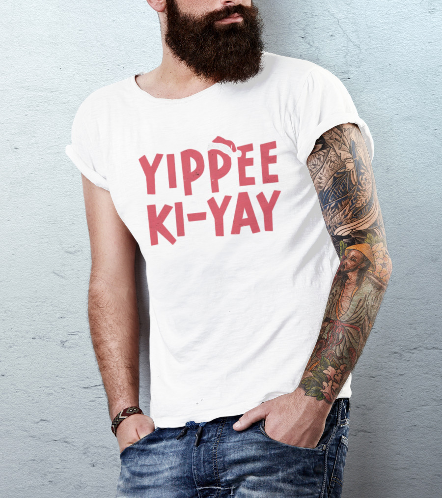 Yippee Ki-Yay Christmas Holiday Santa Hat T-Shirt