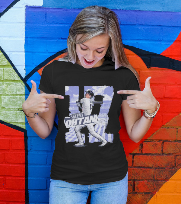 Shohei Ohtani Baseball Cartoon 17 Signature T-Shirt