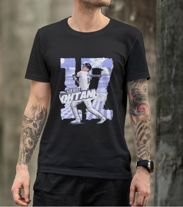 Shohei Ohtani Baseball Cartoon 17 Signature T-Shirt