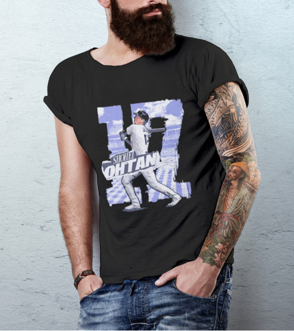 Shohei Ohtani Baseball Cartoon 17 Signature T-Shirt