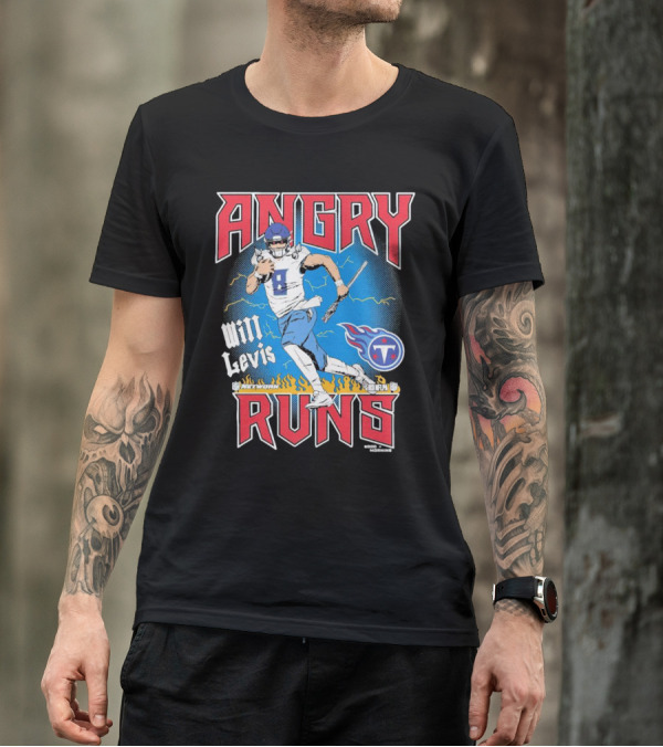Tennessee Titans Will Levis Angry Runs NFL Network Football 8 Breaking Through Flames T-Shirt