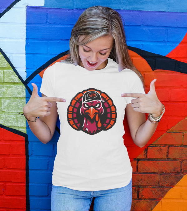 Turkey Wearing A Win Hat With Fierce Expression T-Shirt