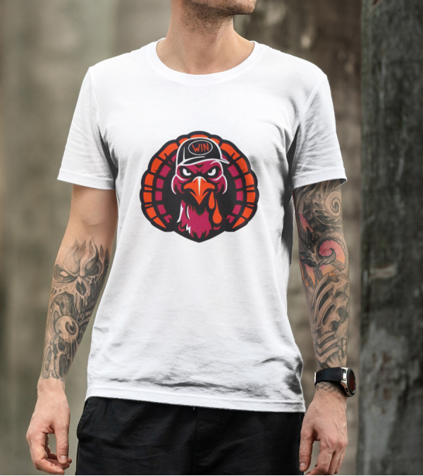 Turkey Wearing A Win Hat With Fierce Expression T-Shirt