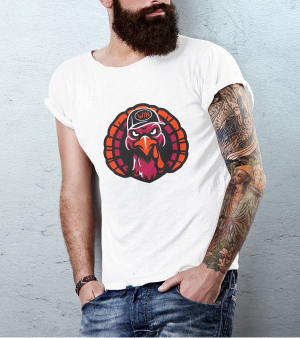 Turkey Wearing A Win Hat With Fierce Expression T-Shirt