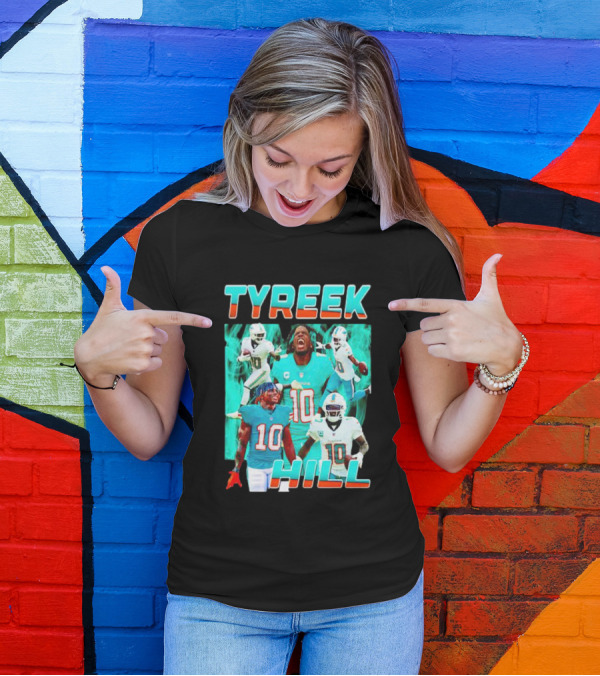 TYREEK HILL Picture Collage Miami Dolphins Football Images T-Shirt
