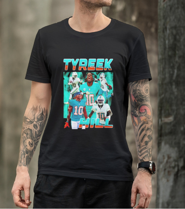 TYREEK HILL Picture Collage Miami Dolphins Football Images T-Shirt