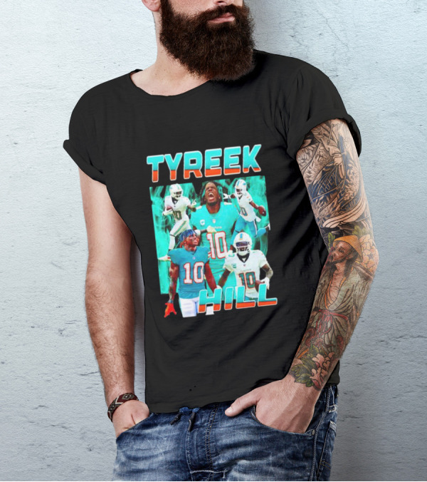 TYREEK HILL Picture Collage Miami Dolphins Football Images T-Shirt