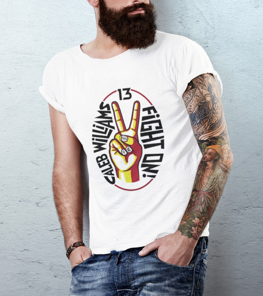 Caleb Williams 13 Fight On USC Trojans Peace Sign T-Shirt