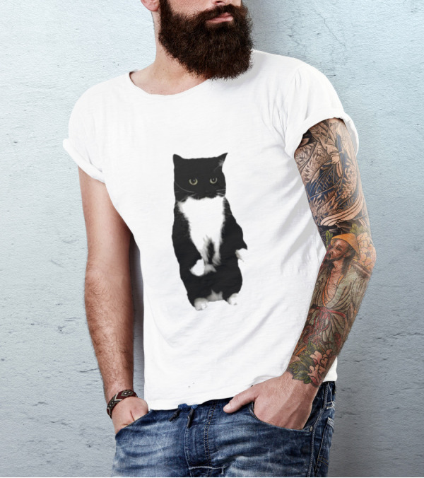 Cat Unico Uniuni Black And White Standing Cat T-Shirt