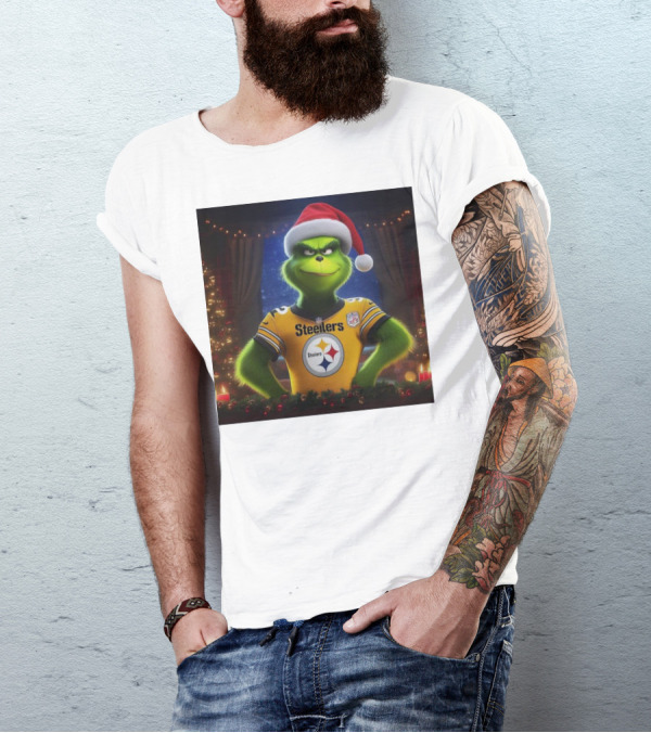 Grinch Steelers Christmas NFL Festive Scene T-Shirt