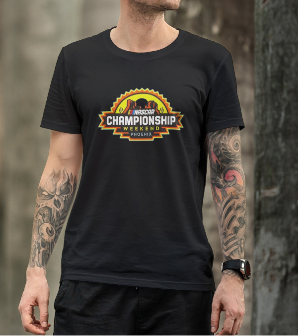 Nascar Championship Weekend Phoenix Logo Desert Cactus Mountains T-Shirt