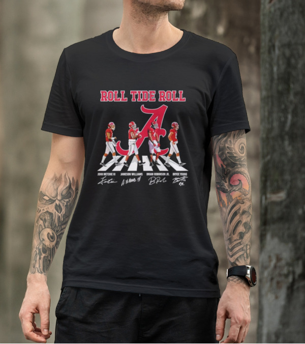 Roll Tide Roll Abbey Road John Metchie III Jameson Williams Brian Robinson Jr Bryce Young Signatures T-Shirt