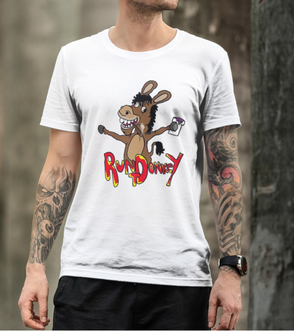 Runt Donkey Parody With Cartoon Donkey Holding Bell And Rockstar T-Shirt
