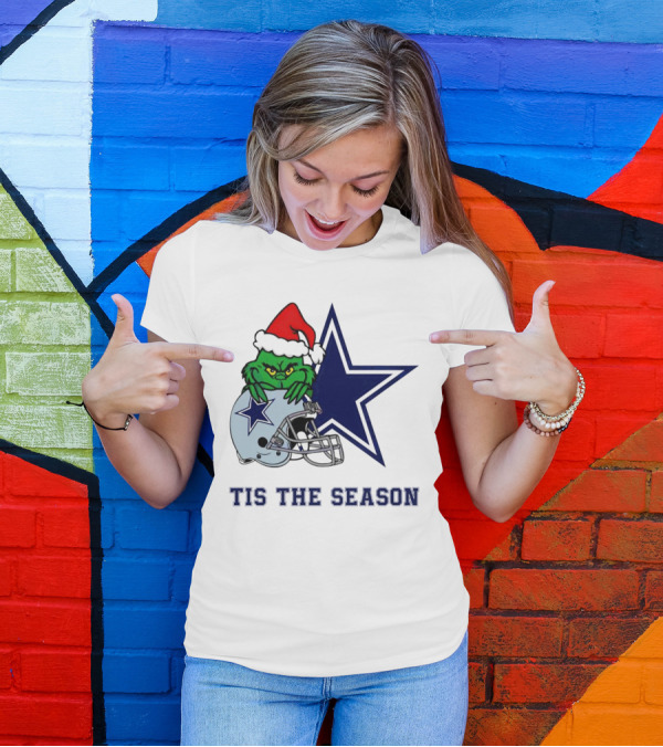 Santa Grinch Dallas Cowboys Tis The Season Christmas T-Shirt