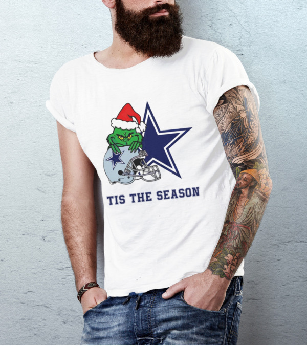 Santa Grinch Dallas Cowboys Tis The Season Christmas T-Shirt