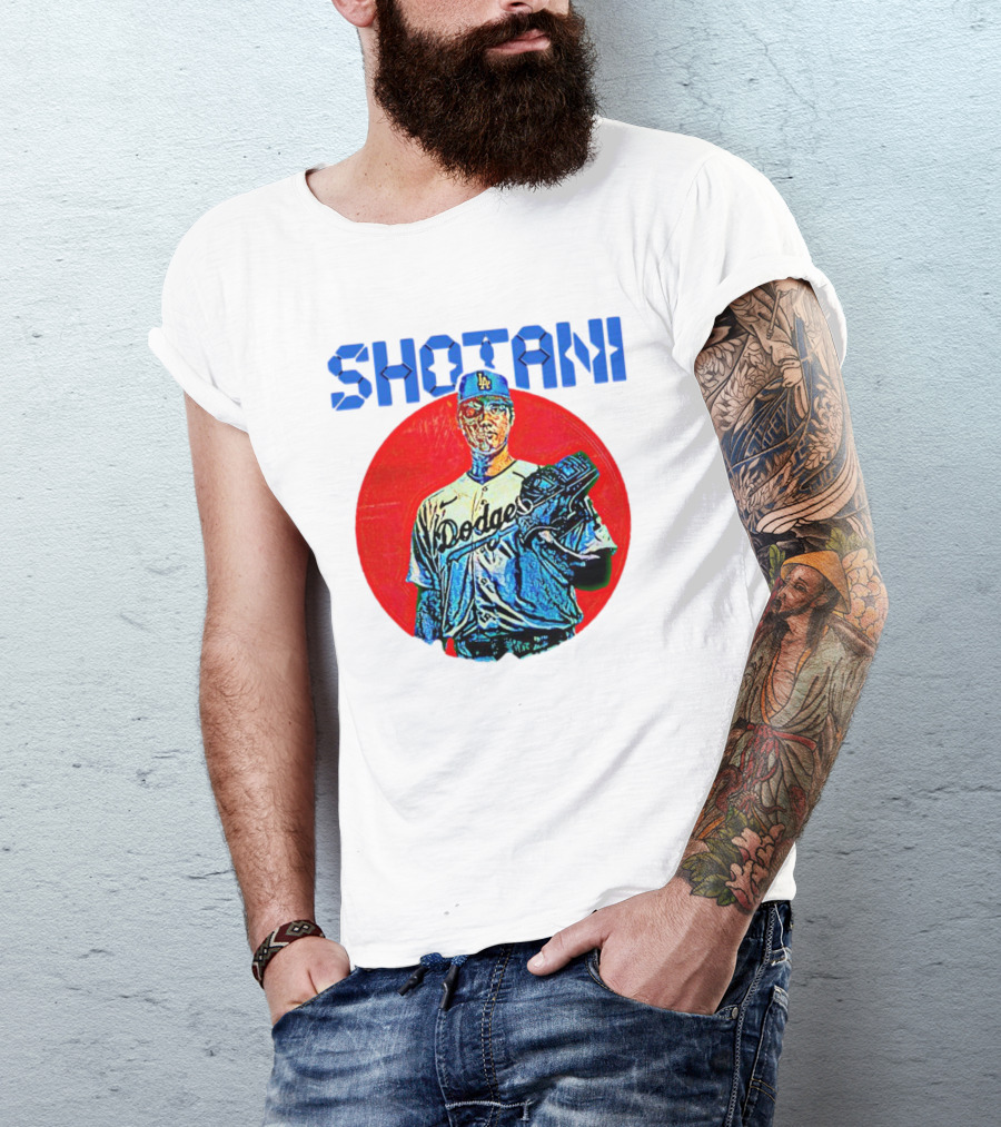 SHOTANI 17 Dodgers Japanese Flag T-Shirt