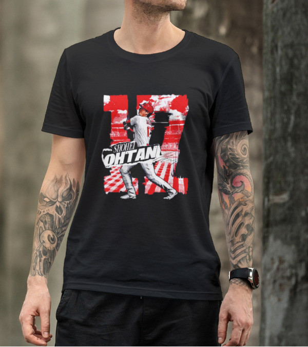 Shohei Ohtani Los Angeles Baseball 17 Cartoon Signature T-Shirt