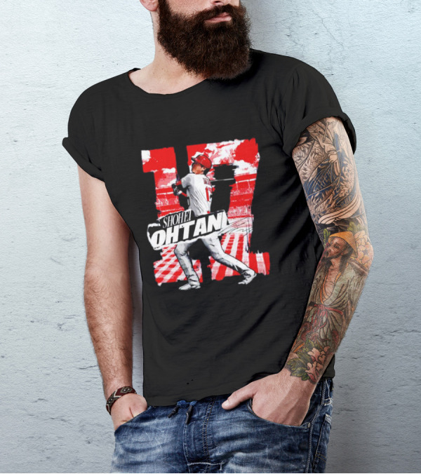 Shohei Ohtani Los Angeles Baseball 17 Cartoon Signature T-Shirt