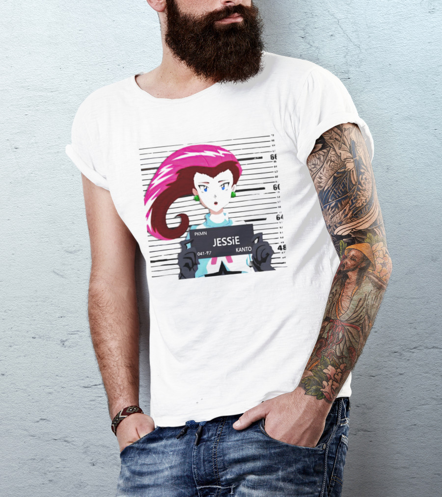 Jessie Mugshot Team Rocket Pokemon Anime T-Shirt