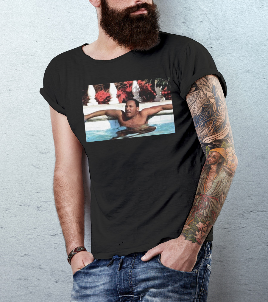 Martin Luther King Jr Relaxing In A Pool With Tropical Surroundings T-Shirt