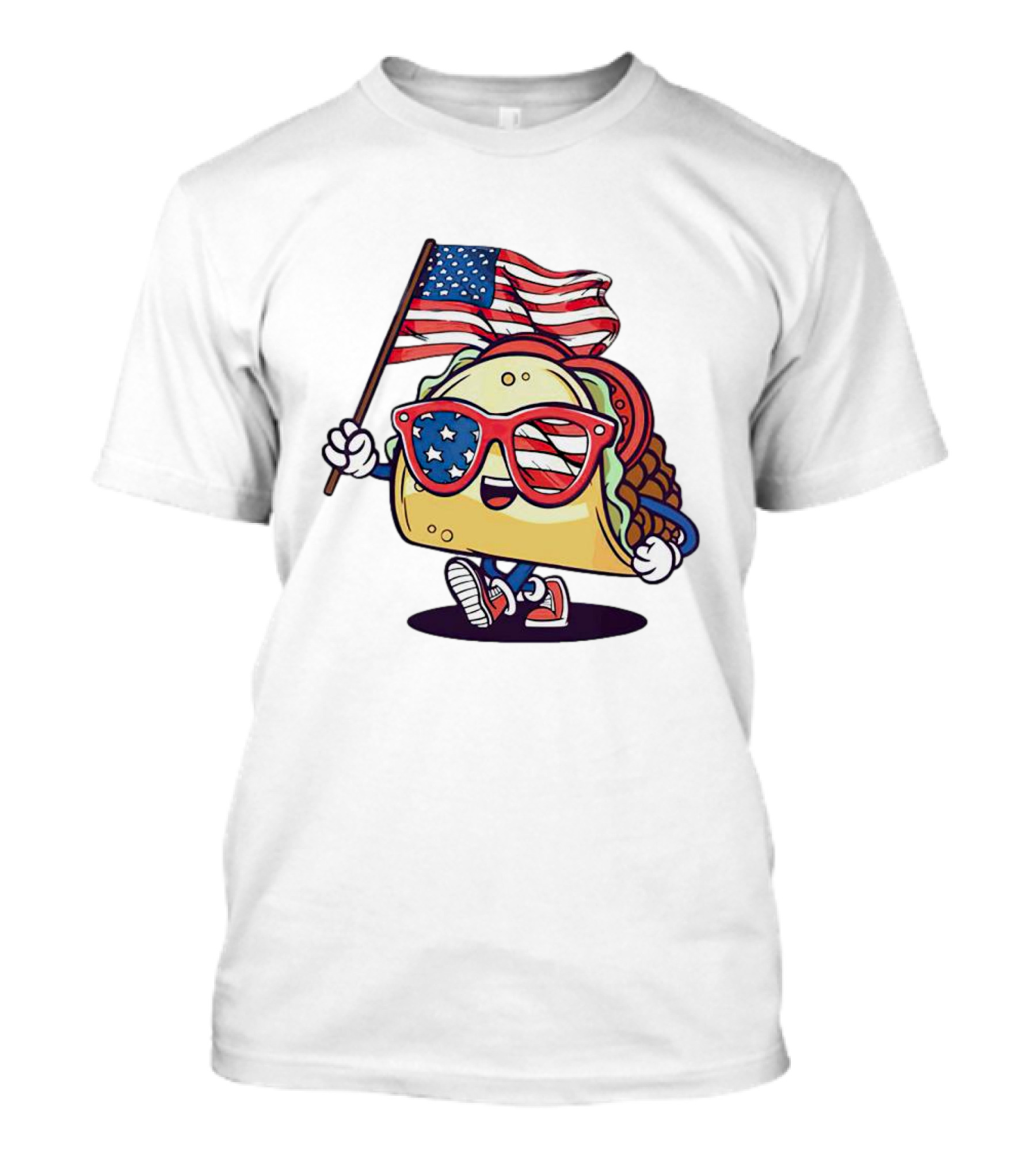 Taco American Flag 4th Of July Celebration With Sunglasses And Sneakers T-Shirt