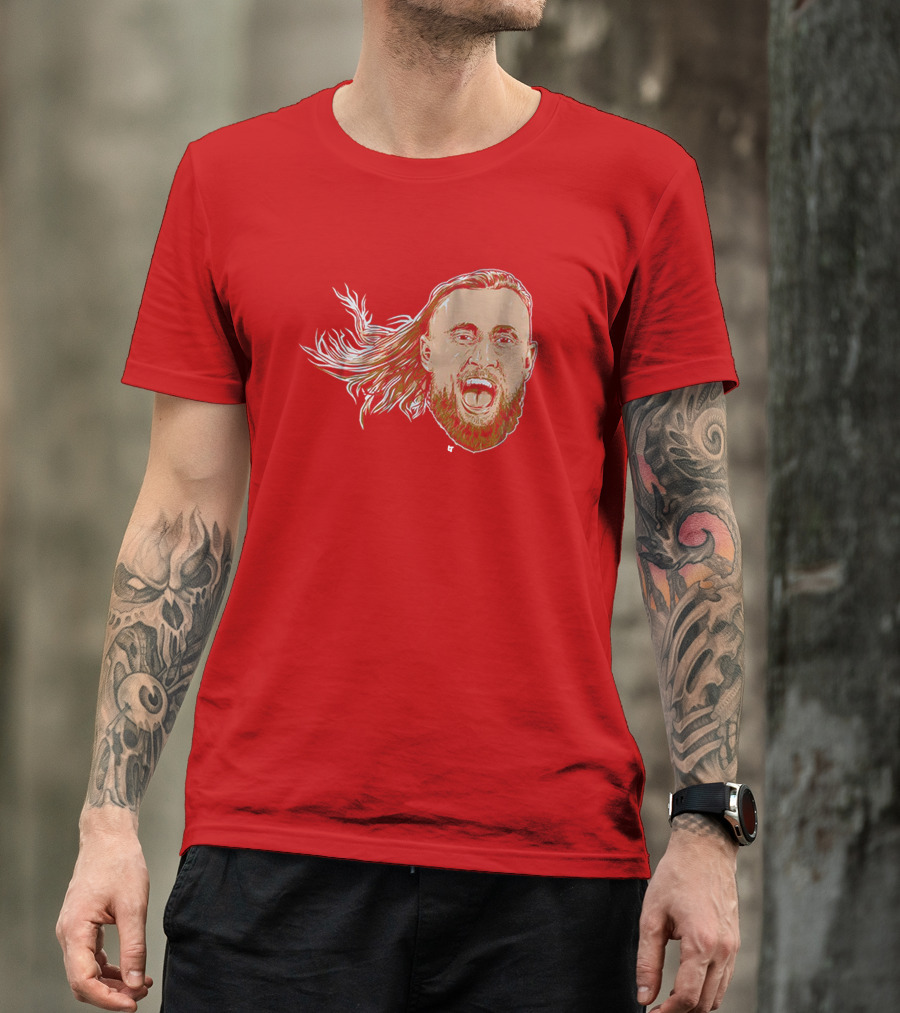 George Kittle Swag Head 49ers Red Beard Roaring Face T-Shirt