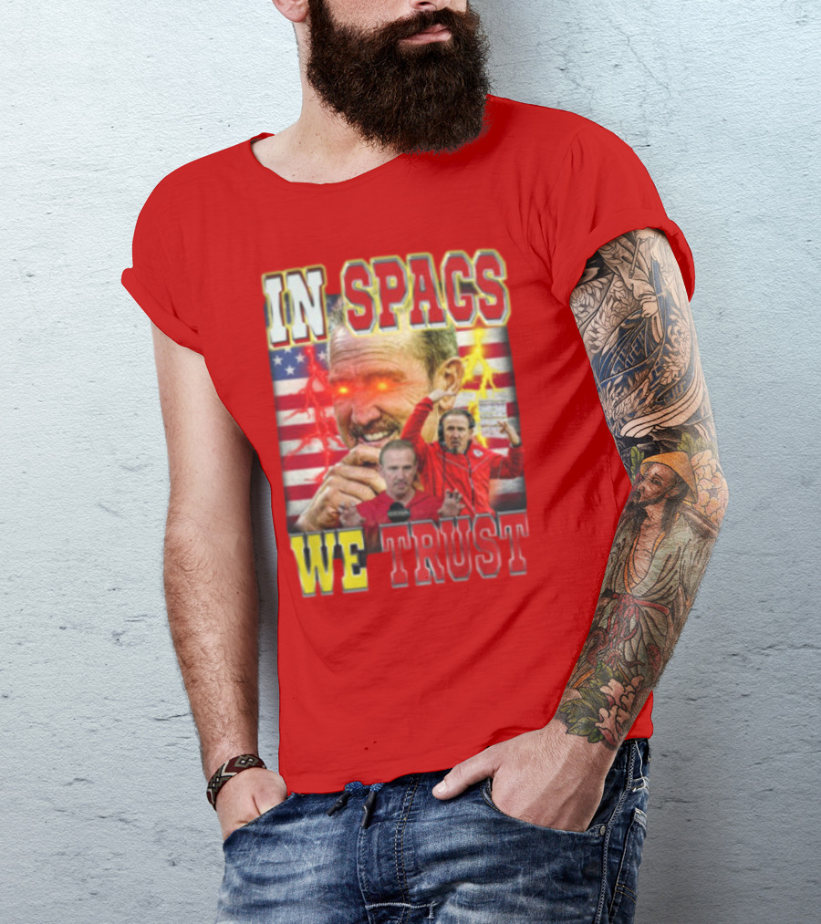 In Spags We Trust Chiefs USA Flag Football Coach Red Eyed T-Shirt