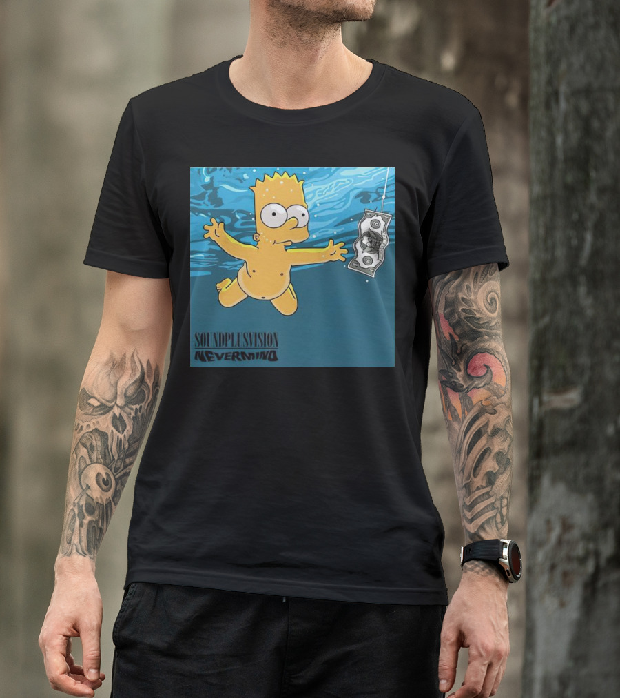 SOUNDPLUSVISION NEVERMIND Bart Simpson Dollar Bill T-Shirt
