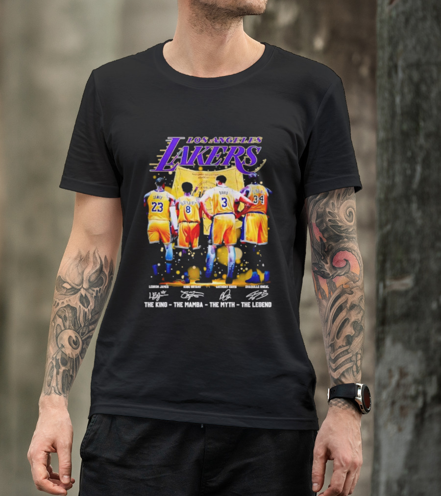 Los Angeles Lakers LeBron James Kobe Bryant Anthony Davis Shaquille O'Neal The King The Mamba The Myth The Legend T-Shirt