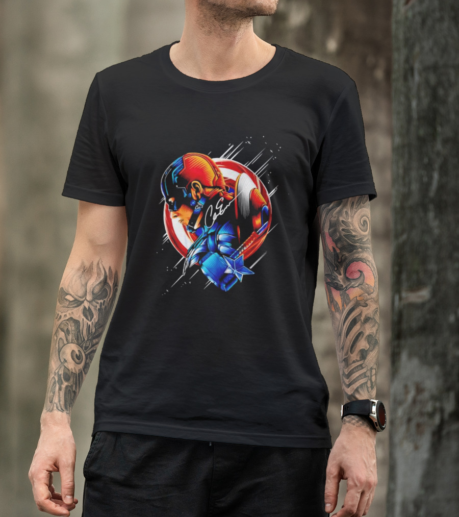 Captain America Profile With Shield Signature T-Shirt