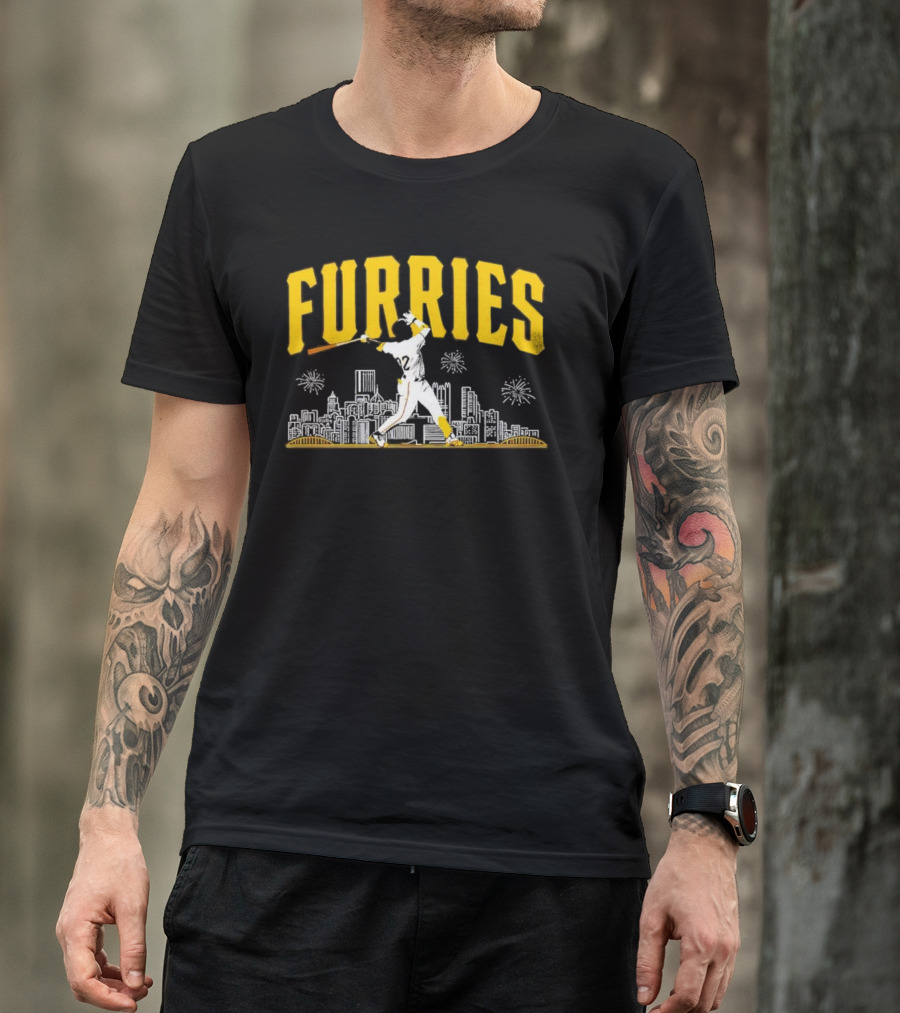 Furries Pittsburgh Baseball Skyline Batter Scene PGHCo T-Shirt