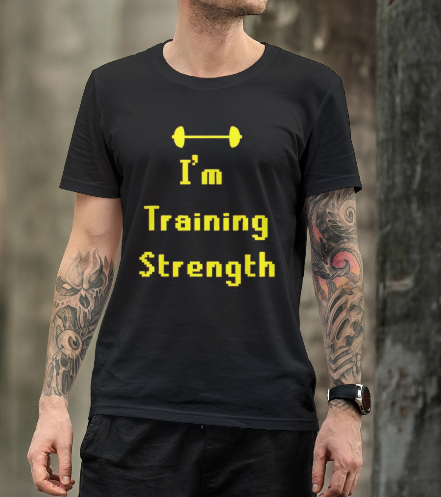 I'm Training Strength Retro Pixel Dumbbell T-Shirt