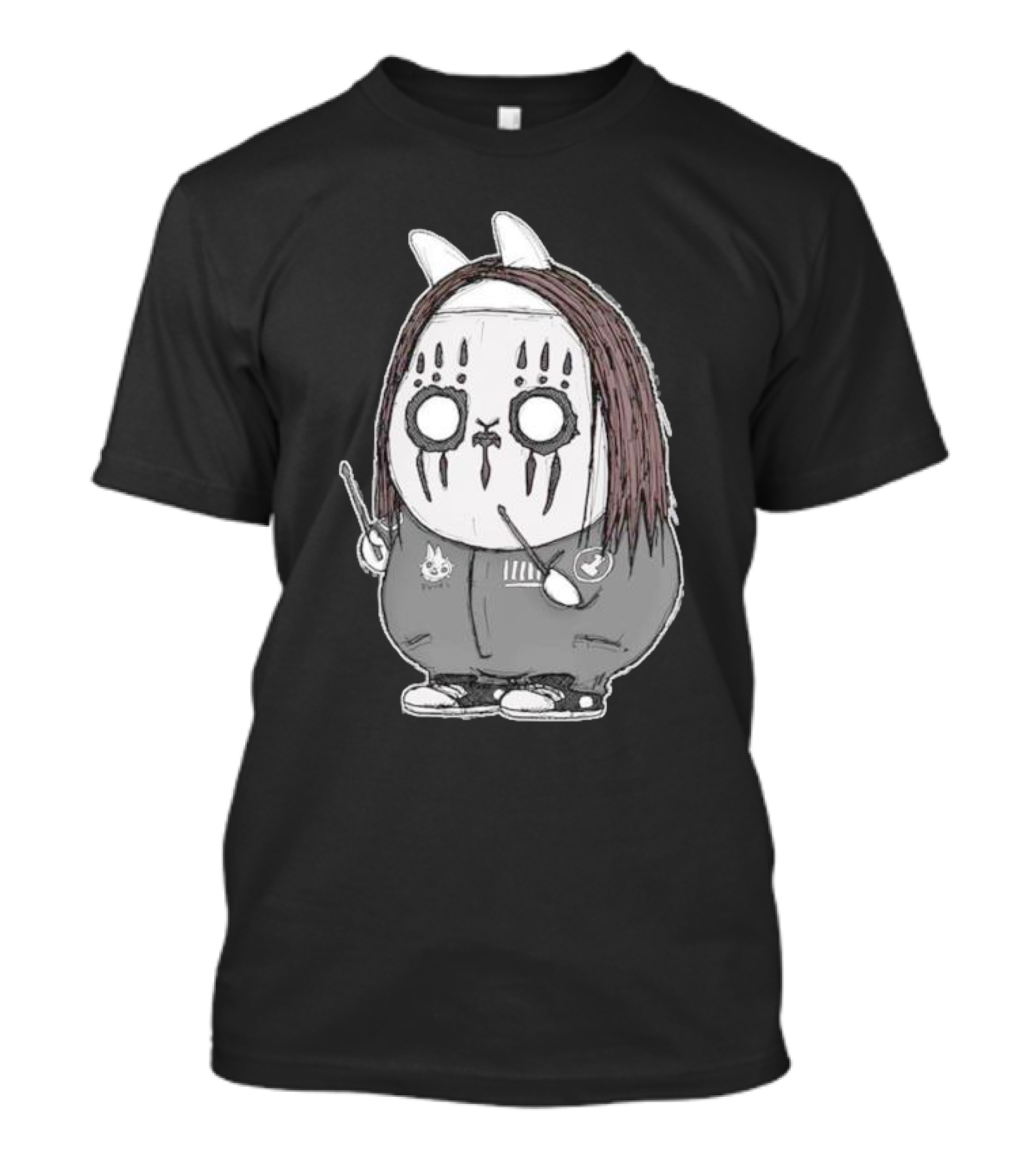 Joey Jordison Fuuki Bunny Drummer Character With Long Hair And Drumsticks T-Shirt