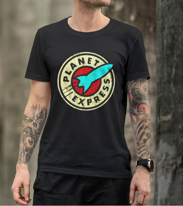 Futurama Retro Planet Express Vintage Rocket Emblem T-Shirt