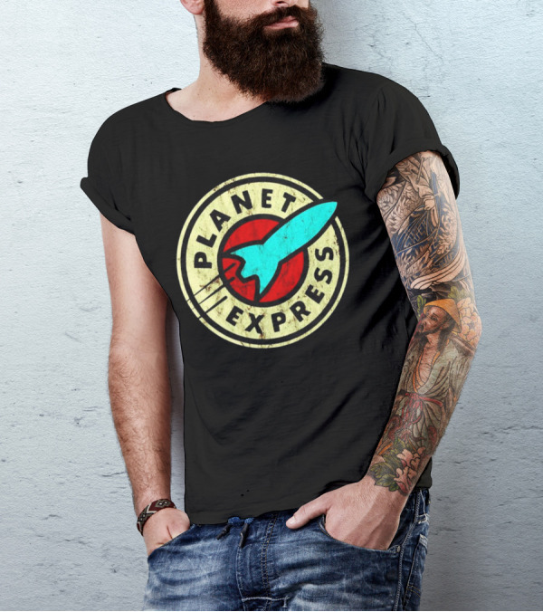 Futurama Retro Planet Express Vintage Rocket Emblem T-Shirt