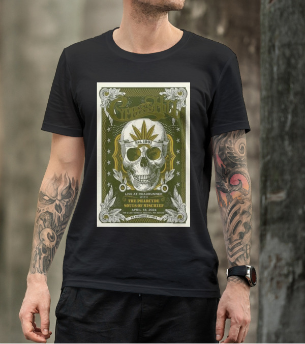 Cypress Hill Live At Roadrunner With The Pharcyde Souls Of Mischief April 18 2024 Boston MA T-Shirt