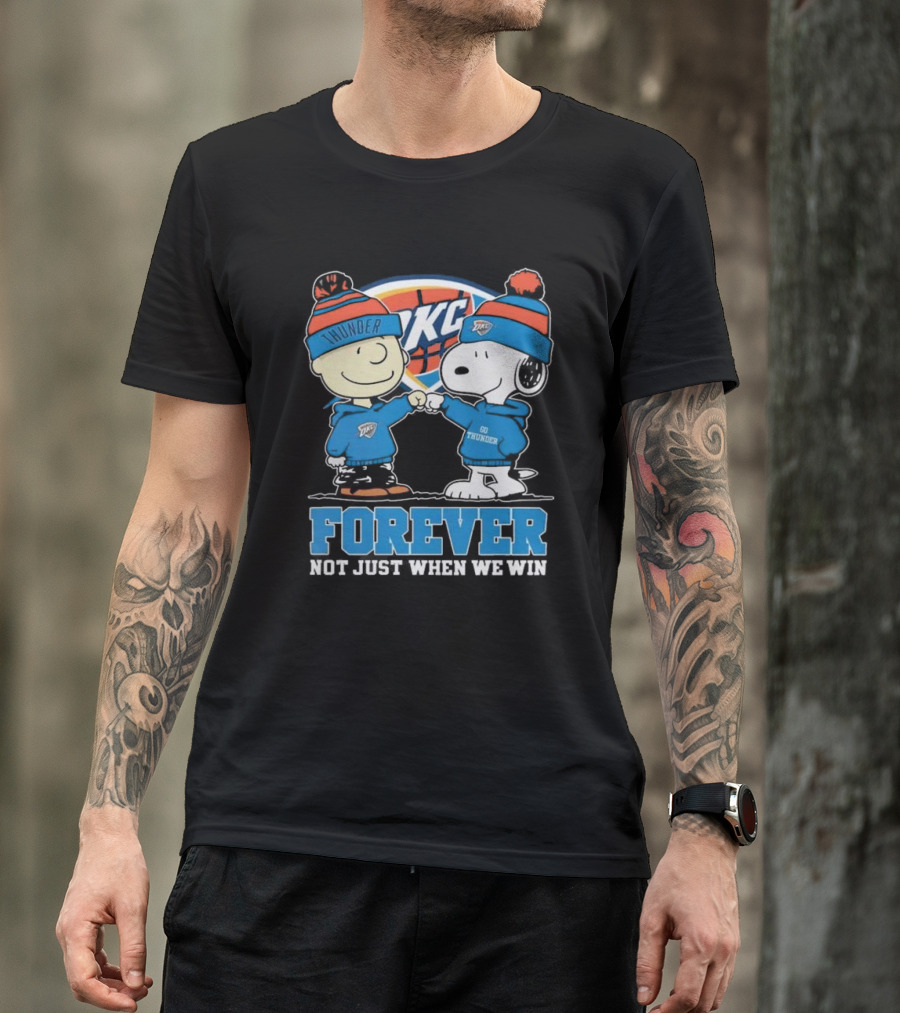 Snoopy Charlie Brown OKC Thunder Fist Bump Forever Not Just When We Win T-Shirt