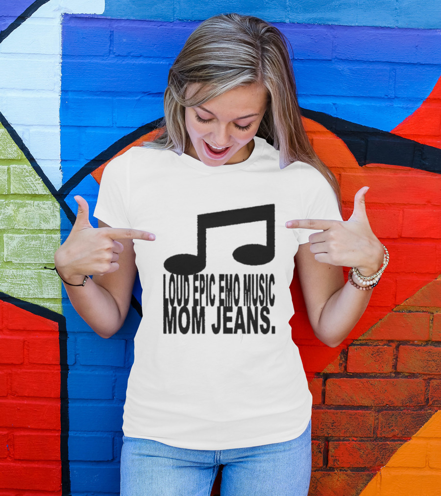 Loud Epic Emo Music Mom Jeans 2024 Tour Musical Notes T-Shirt
