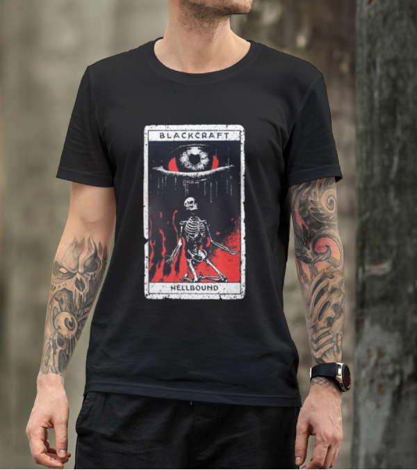 Blackcraft Cult Hellbound Tarot Skeleton Eye Flames T-Shirt