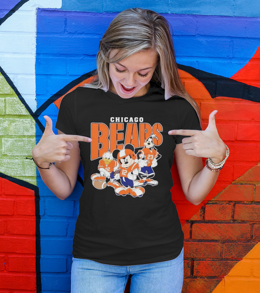 Chicago Bears Mickey Donald Goofy Football Team T-Shirt