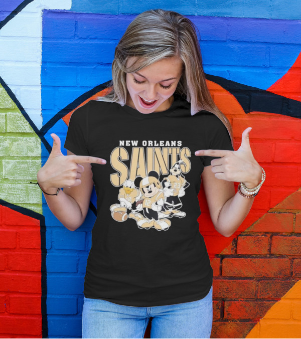 New Orleans Saints Mickey Donald Duck Goofy Football Team T-Shirt